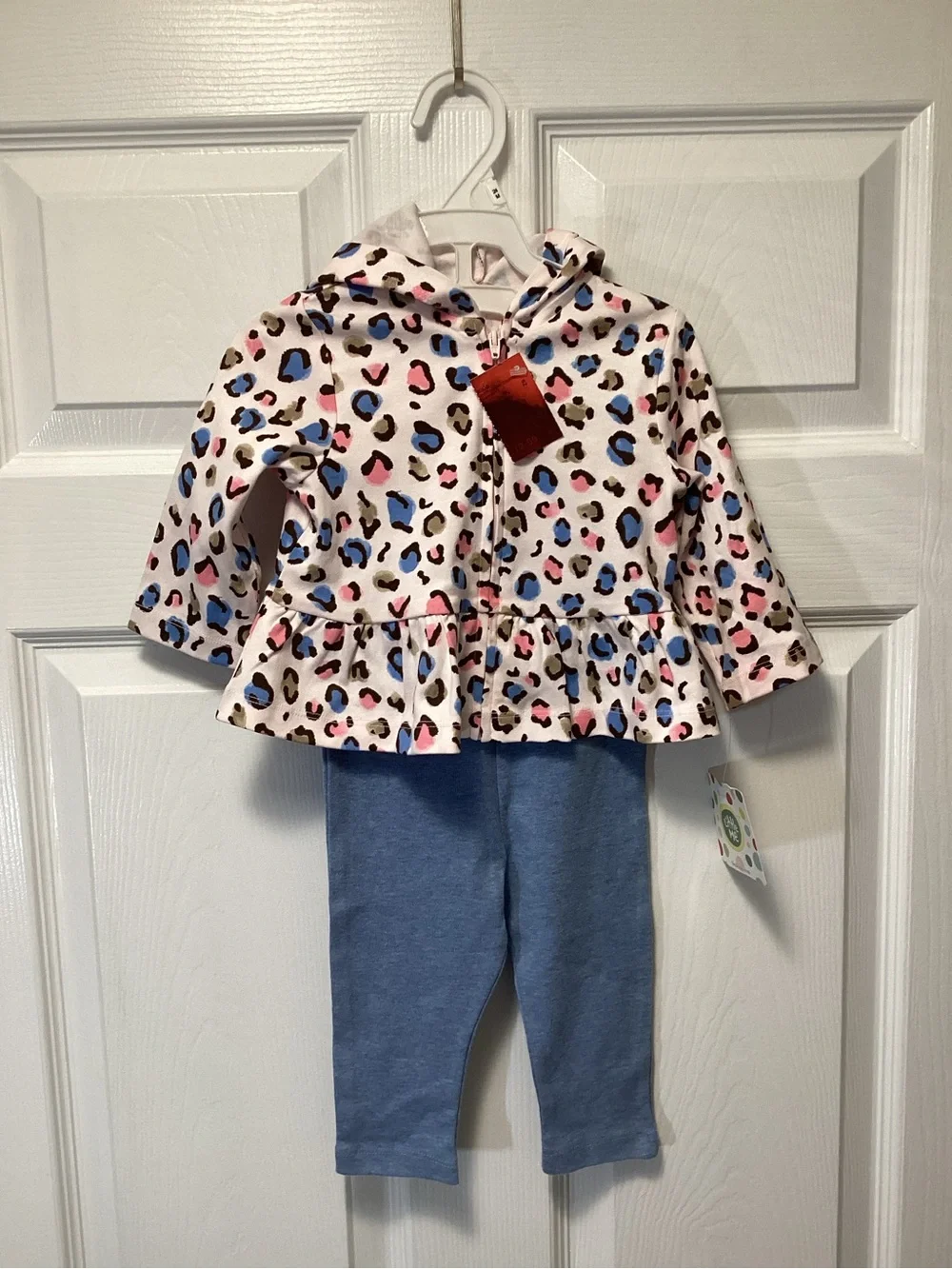 Little Girls Two-Piece Hooded Leopard Cotton Set, by Little Me, Sz 9 months, NWT